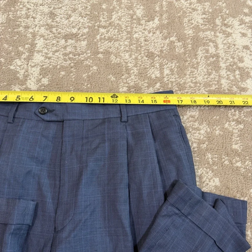 Jos. A. Bank Signature Collection Mens Two Piece Suit Blue Glen Plaid 40R 34x29